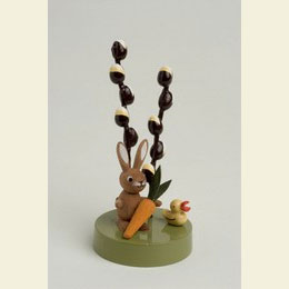 Bunny with pussy willow  -  7cm / 3 inches