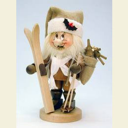 Smoker Santa Claus with Ski - 28,5cm / 11 inch