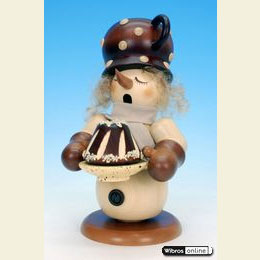 R�ucherm�nnchen Schneemann mit Kuchen natur  -  24cm