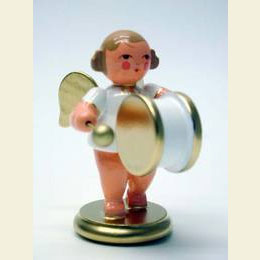Engel wei�/gold mit gr. Trommel  -  6,0cm