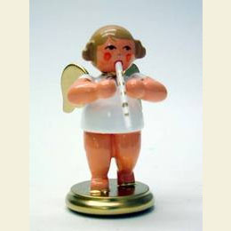 Engel wei�/gold mit Blockfl�te  -  6,0cm