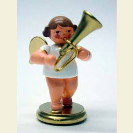 Engel wei�/gold mit Tuba  -  6,0cm