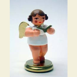 Angel white/gold with book  -  6,0cm / 2 inch
