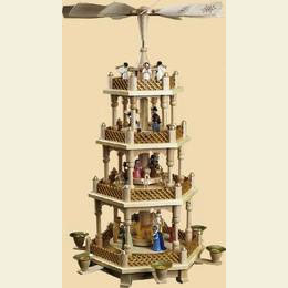 4 -  tier Pyramid Nativity Scene painted  -  21 inch  -  54cm