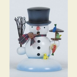 Smoker Snowman with bird house  -  15cm / 6 inch