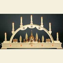 Schwibbogen  -  Seiffener Kirche mit Sockel  -  63cm x 35cm
