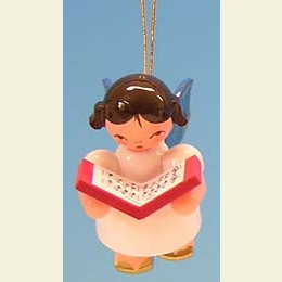 Angel with book  -  Blue Wings  -  floating  -  5,5cm / 2,1 inch