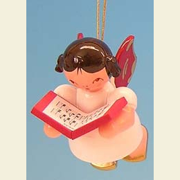Angel with book  -  Red Wings  -  floating  -  5,5cm / 2,1 inch