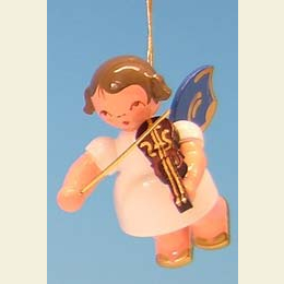 Angel with violin  -  Blue Wings  -  floating  -  5,5cm / 2,1 inch
