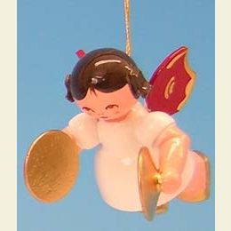 Angel with cymbal  -  Red Wings  -  floating  -  5,5cm / 2,1 inch
