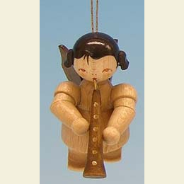 Engel mit Oboe  -  natur  -  schwebend  -  5,5cm