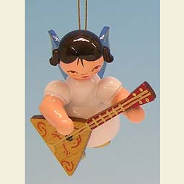 Angel with balalaika - Blue Wings - floating - 5,5cm / 2,1 inch