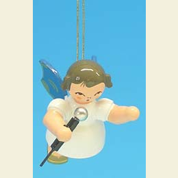 Angel with microphone - Blue Wings - floating - 5,5cm / 2,1 inch