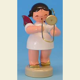 Angel with trombone  -  Red Wings  -  standing  -  6cm / 2,3 inch
