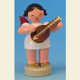 Engel mit Mandoline  -  Rote Fl�gel  -  stehend  -  6cm