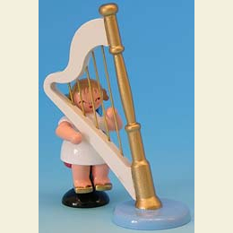 Engel mit Harfe  -  Blaue Fl�gel  -  sitzend  -  6cm