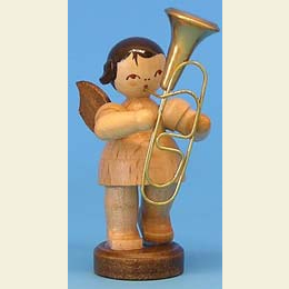 Angel with baritone  -  natural colors  -  standing  -  6cm / 2,3 inch