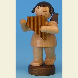 Angel with panpipe  -  natural colors  -  standing  -  6cm / 2,3 inch