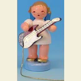 Angel with electric guitar - Blue Wings - standing - 6cm / 2,3 inch