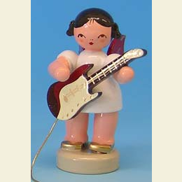Angel with electric guitar  -  Red Wings  -  standing  -  6cm / 2,3 inch