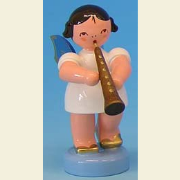 Angel with oboe - Blue Wings - standing - 6cm / 2,3 inch