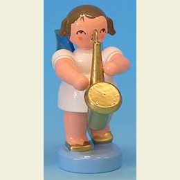 Angel with saxophone - Blue Wings - standing - 6cm / 2,3 inch