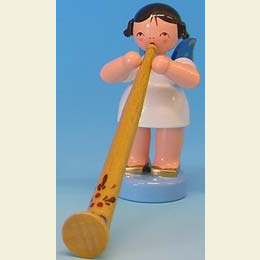 Engel mit Alphorn  -  Blaue Fl�gel  -  stehend  -  6cm