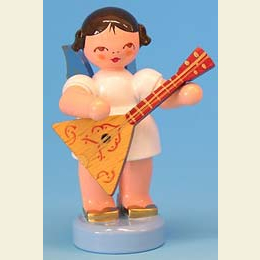 Engel mit Balalaika  -  Blaue Fl�gel  -  stehend  -  6cm
