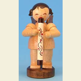 Angel with didgeridoo  -  natural colors  -  standing  -  6cm / 2,3 inch