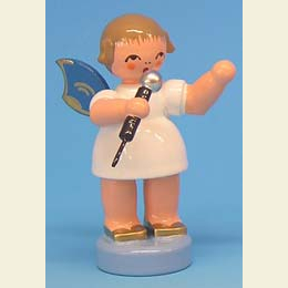 Angel with microphone  -  Blue Wings  -  standing  -  6cm / 2,3 inch