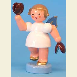 Angel with castanets - Blue Wings - standing - 6cm / 2,3 inch