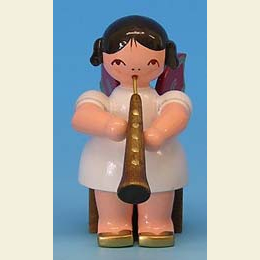 Engel mit Oboe  -  Rote Fl�gel  -  sitzend  -  5cm