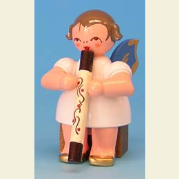 Angel with didgeridoo  -  Blue Wings  -  sitting  -  5cm / 2 inch