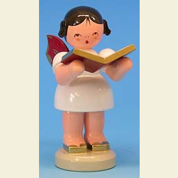 Engel mit Buch  -  Rote Fl�gel  -  stehend  -  9,5cm