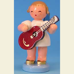 Angel with guitar - Blue Wings - standing - 9,5cm / 3,7 inch
