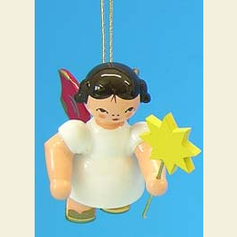 Angel with star  -  Red Wings  -  floating  -  6cm / 2,3 inch