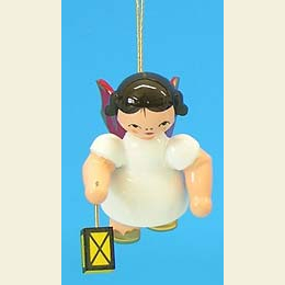Engel mit Laterne  -  Rote Fl�gel  -  schwebend  -  6cm