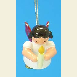 Engel mit Kerze  -  Rote Fl�gel  -  schwebend  -  6cm